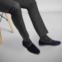 Mocassino Andrea da uomo in velluto blu - Santoni - 2