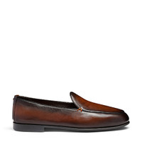Men's dark brown leather loafer - Santoni - 1