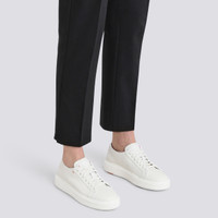Women's white tumbled leather sneaker - Santoni - 2