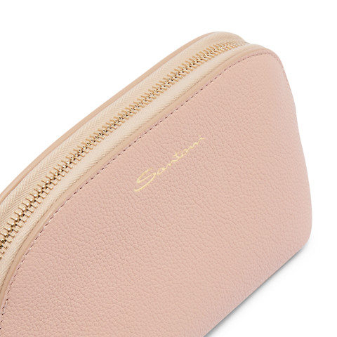 Pink tumbled leather pouch - Santoni - 5