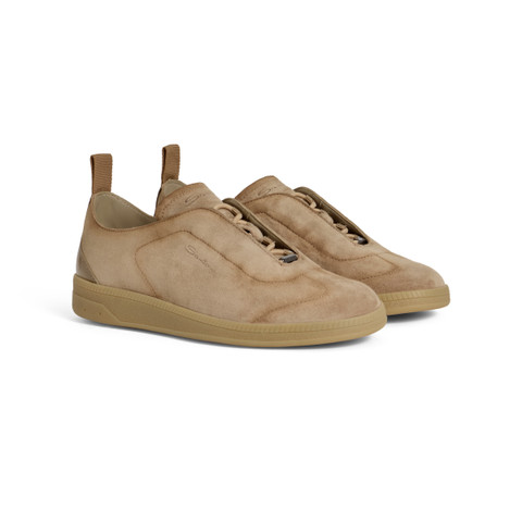 Women's light brown suede sneaker - Santoni - 3