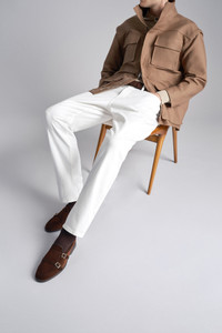 Men's brown suede double-buckle loafer - Santoni - editorial