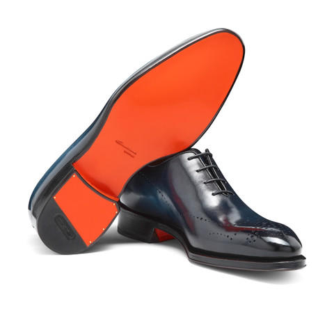 Men's blue leather Oxford brogue shoe - Santoni - 3