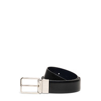 Reversible and adjustable black and blue leather belt - Santoni - 1