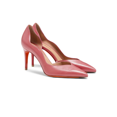 Women's pink leather high-heel pump - Santoni - 3