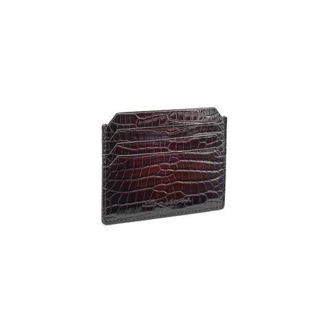 Dark brown alligator leather credit card holder - Santoni - 2