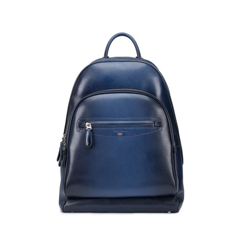 Blue leather backpack - Santoni - 1