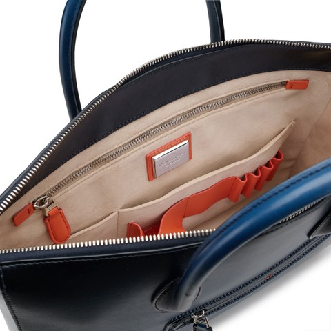 Sac d&rsquo;ordinateur en cuir bleu - Santoni - 3