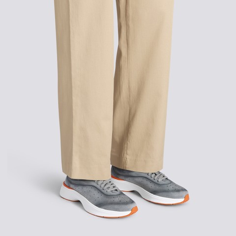 Men's grey suede and leather Easy Bounce sneaker - Santoni - 2
