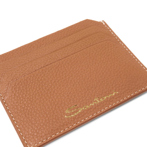 Light brown tumbled leather credit card holder - Santoni - 4