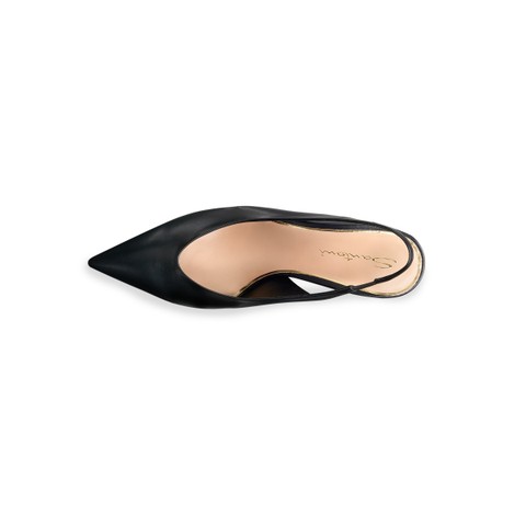 Women's black leather mid-heel slingback - Santoni - 4