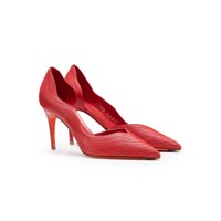 Women's red leather high-heel pump - Santoni - 2