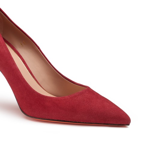 Women's red suede high-heel pump - Santoni - 5