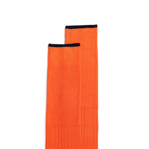 Orange Filo di Scozia mercerised cotton high socks - Santoni - 3