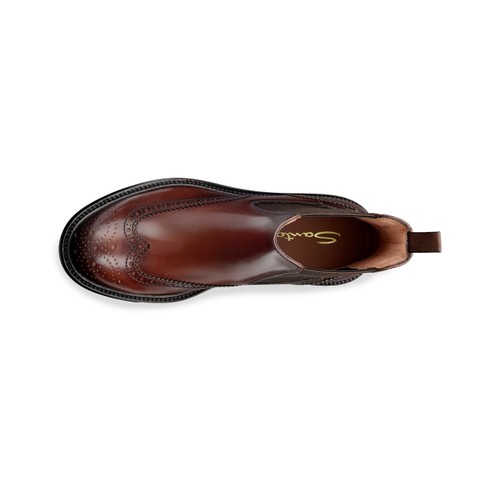 Women's dark brown leather brogue Chelsea boot - Santoni - 4