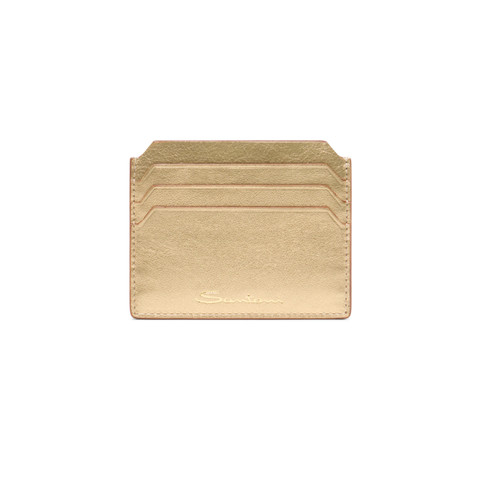 Gold laminated leather credit card holder - Santoni - 1