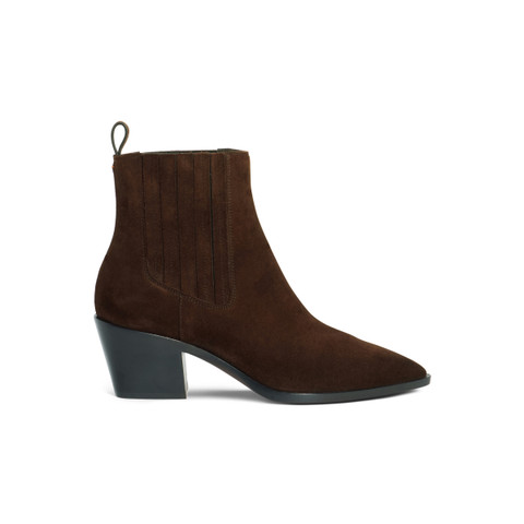 Women's dark brown suede texan ankle boot - Santoni - 1