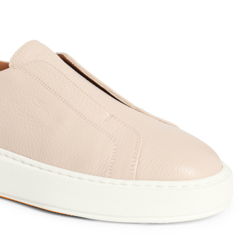 Women's pink tumbled leather slip-on sneaker - Santoni - 6