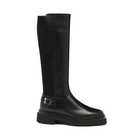 Women's black leather boot - Santoni - 1