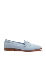 Women's light blue suede penny loafer - Santoni - 2