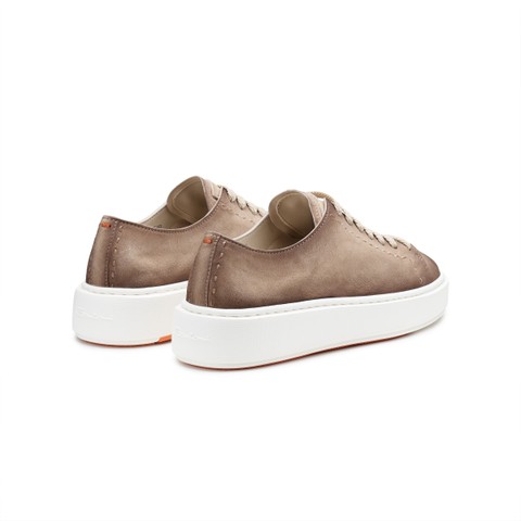 Women's beige suede sneaker - Santoni - 3