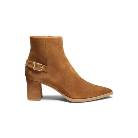 Women's light brown suede mid-heel ankle boot - Santoni - 1