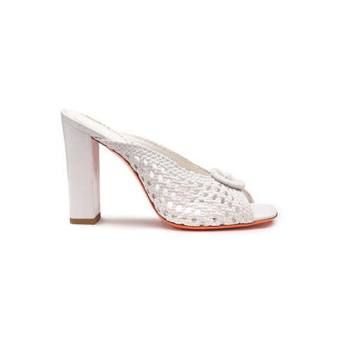 Women's white woven leather high-heel sandal - Santoni - 1