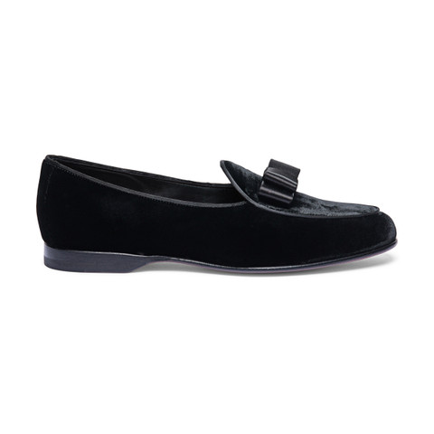Men's black velvet Andrea loafer - Santoni - 1