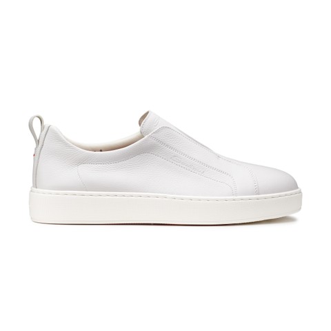 Men's white leather slip-on sneaker - Santoni - 1