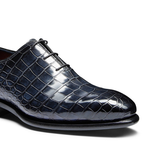 Men's blue alligator leather Oxford shoe - Santoni - 5