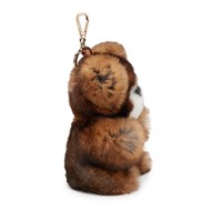 Dove grey fur and brown leather Teddy bear charm - Santoni - 2