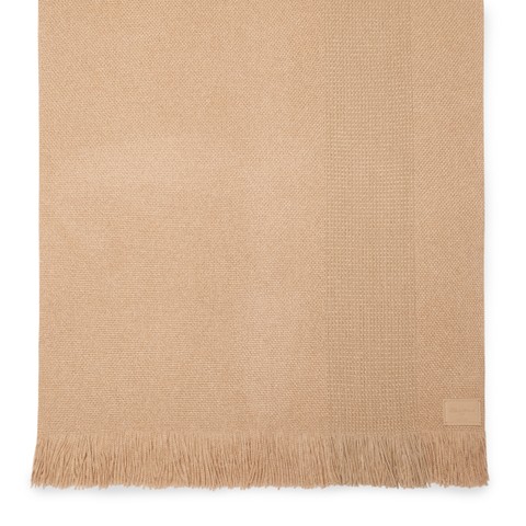 Beige cashmere scarf with leather details - Santoni - 3