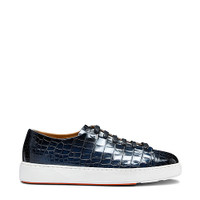 Sneaker de hombre en piel de aligátor azul - Santoni - 1