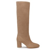 Women's beige suede mid-heel boot - Santoni - 1