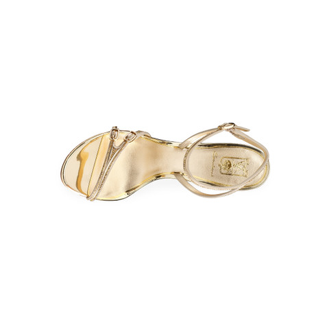 Women's gold leather and crystal high-heel Meraviglia Collection sandal - Santoni - 5