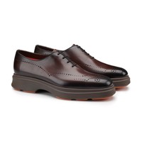 Men's dark brown leather Easy Nova brogue Oxford shoe - Santoni - 2