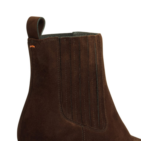 Women's dark brown suede texan ankle boot - Santoni - 5