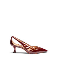 Women's red patent leather mid-heel pump - Santoni - 1