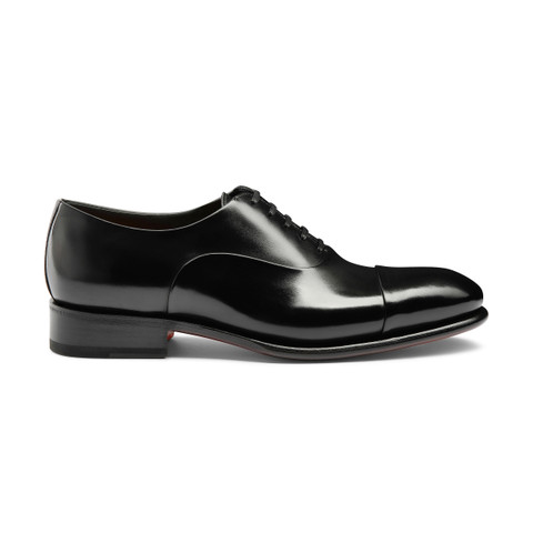Men's polished black leather Oxford shoe - Santoni - 1