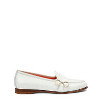 Mocassin à double boucle Andrea en cuir blanc pour femme - Santoni - 1
