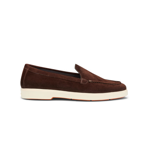 Women's dark brown suede loafer - Santoni - 1