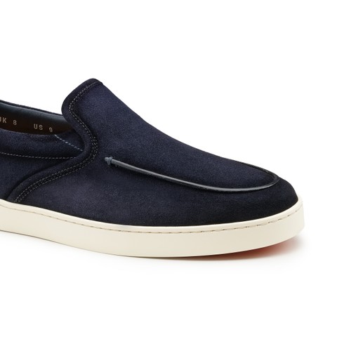 Men's blue suede Weekender loafer - Santoni - 5