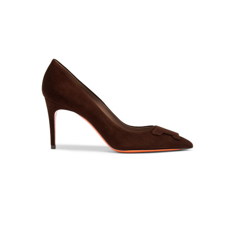 Women's dark brown suede high-heel Santoni Sibille pump - Santoni - 1