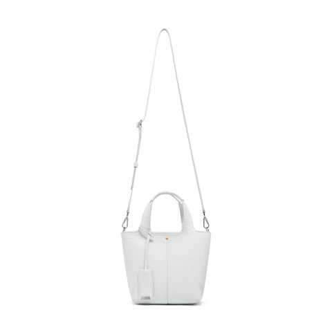 Borsa a mano in pelle bottalata bianca - Santoni - 3