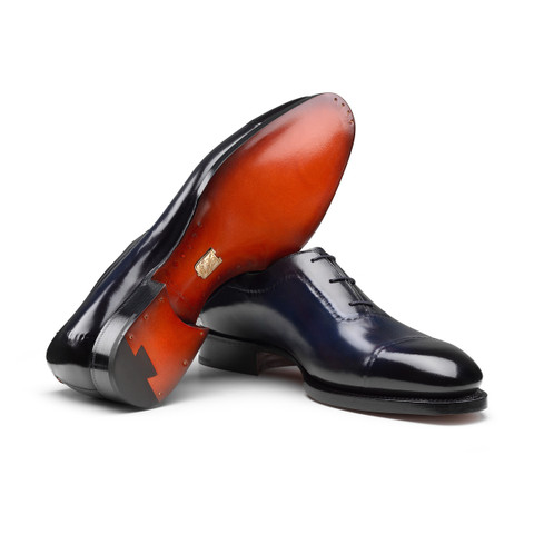 Men's blue leather Meraviglia Collection Oxford shoe - Santoni - 3