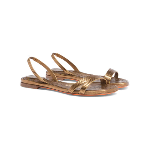 Women's gold leather sandal - Santoni - 2