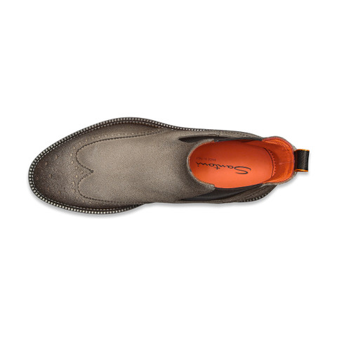 Men’s natural suede Chelsea brogue boot - Santoni - 4