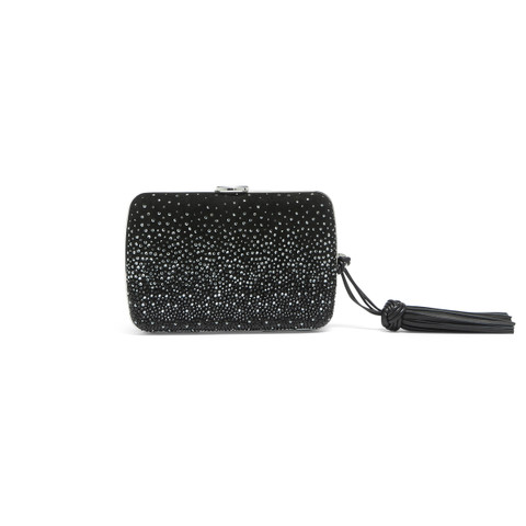 Black suede and strass clutch - Santoni - 4