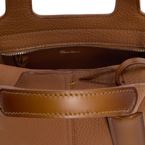 Light brown tumbled leather handbag - Santoni - 5