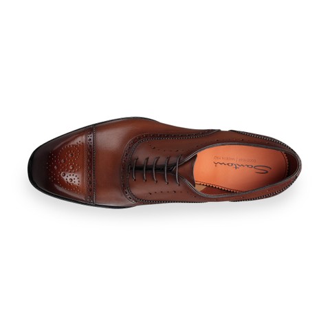 Braune Oxfords f&uuml;r Herren aus Leder mit Brogue-Lochverzierung - Santoni - 3